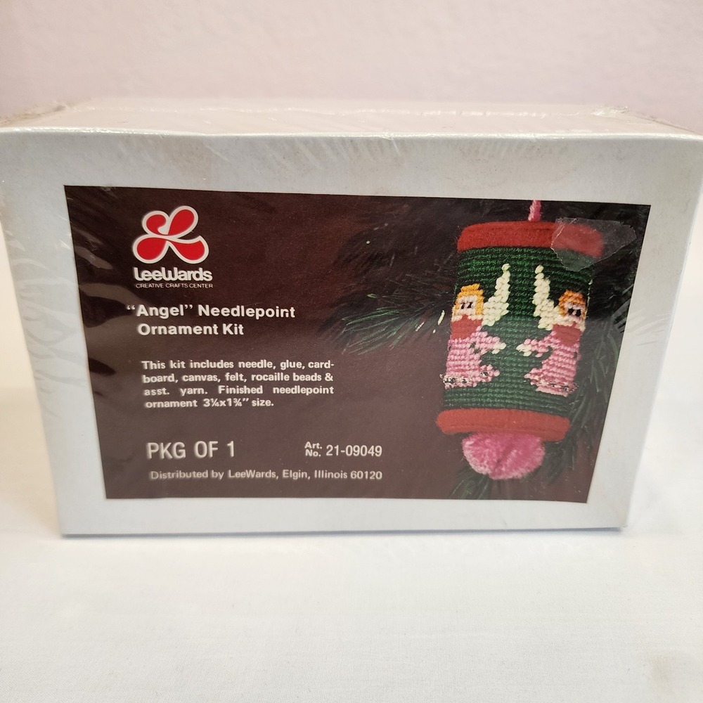 New Angel Needlepoint Ornament Kit LeeWards Vintage Kit  NOS New Old Stock